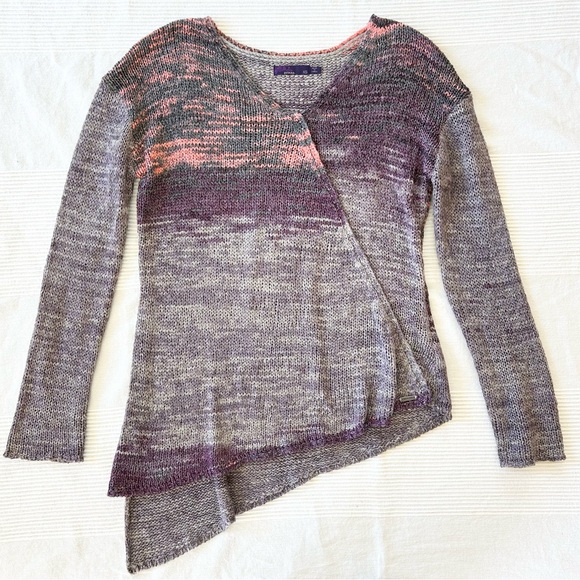 PrAna Vignette V-neck Knit Sweater Asymmetrical Purple Tart - Picture 3 of 13